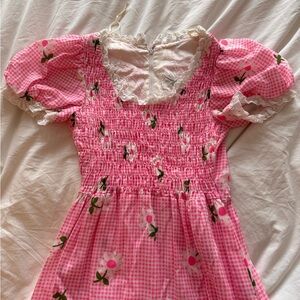 Vintage Pink Floral Maxi Dress